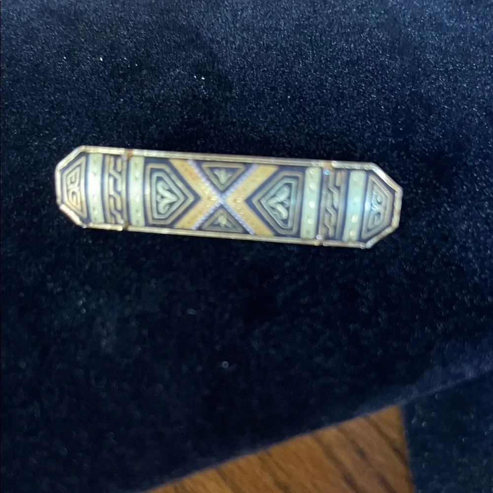 Geometric Gold and Black Brooch Toledano